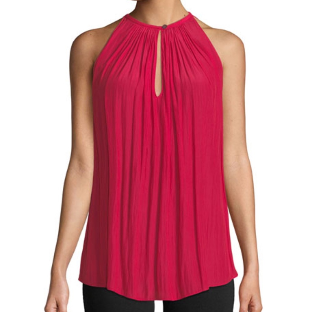 $245 Ramy Brook Top Keyhole Silky REVERSIBLE Pleat